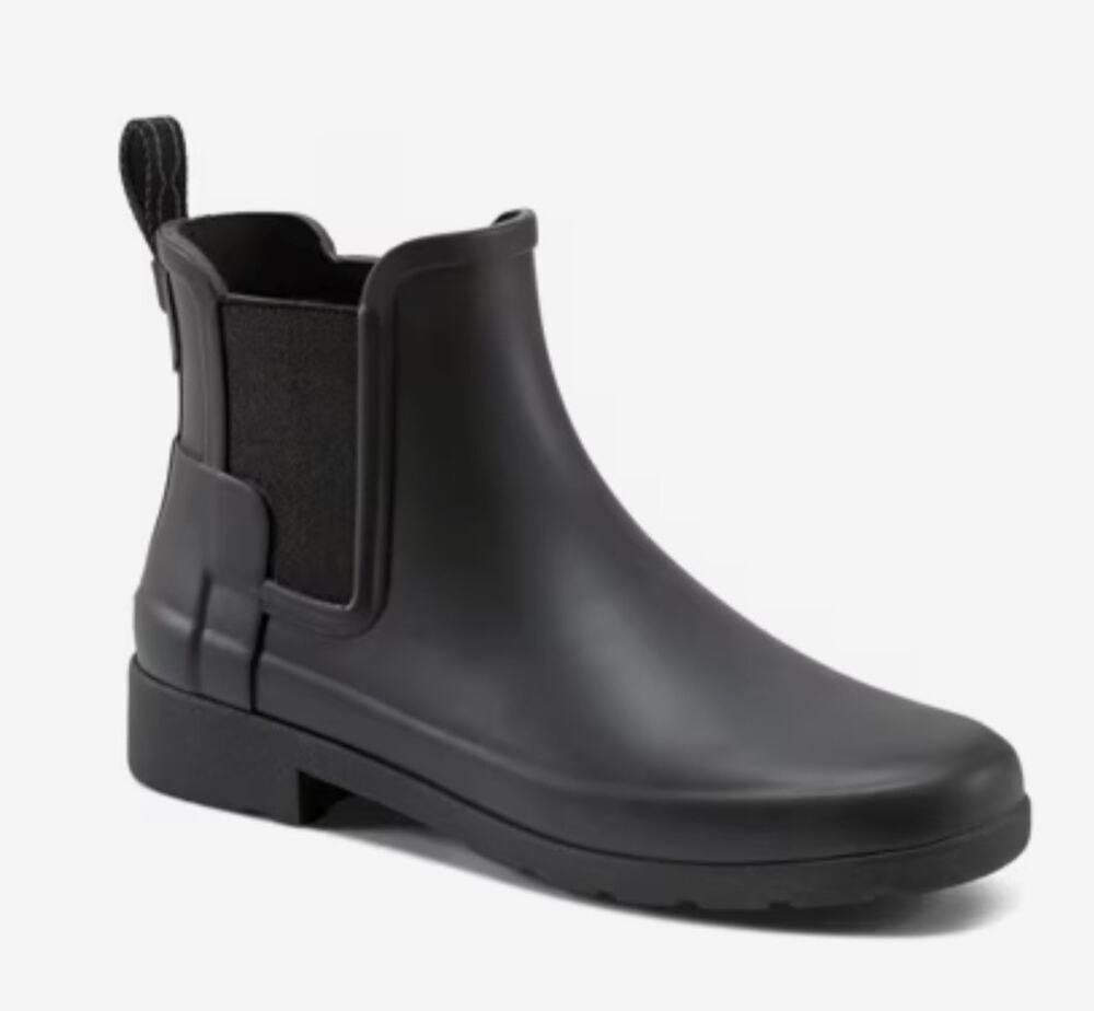 Hunter Women's Refined Slim Fit Chelsea Lightweight Black Rubber Ankle Boots 9